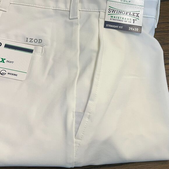 NWT IZOD Pants Mens Size 34x30 White IZOD Golf The SwingFlex Pant Stretch UPF - Picture 8 of 8